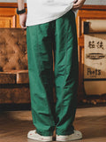 Men Japanese Style Cargo Pants Baggy Wide Leg Pleated Casual Trousers