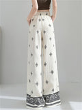 Women's Simple Contrast Color Comfy Geometry Printed High Waist Pants