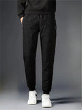 Plus Size Men's Casual Wear Winter Warm Fleece Lined Straight/Jogger Trousers
