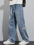 Men's Summer Vintage Steetwear Loose Fit Drawstring Denim Pants
