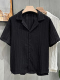 Men's Hollow Textured Eyelet Short Sleeve Button Down Cuban Shirts