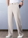 Men Ice Silk Breathable Quick Dry Zip Straight Leg Casual Pants