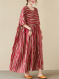 Black & Red Stripe Plus Size Dress for Lady