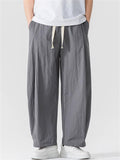 Men's Summer Japanese Style Drawstring Wide Leg Cargo Pants
