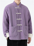 Men's Winter Warm Mandarin Collar Button-up Corduroy Jackets