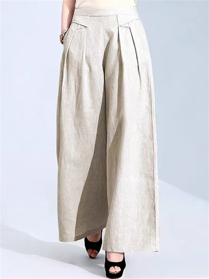 Women's Solid Color High Waist Wide Leg Pants