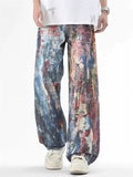 Men's Streetwear Oil Painting Print Loose Fit Wide Leg Pants