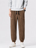 Mens Corduroy Relaxed Fit Utility Cargo Jogger Pants with Pockets
