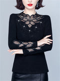 Women's Black Hollow Long Sleeve Undershirt