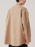 Chinese Style Cotton Metal Frog Button Stand Collar Shirt For Men