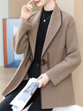 Women's Long Sleeve Solid Color Woolen Blend Jacket