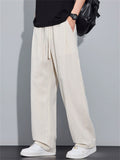 Mens Drawstring Loose Wide Leg Lyocell Summer Pants