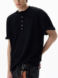 Men's Short Sleeve Ribbed Henley Shirts for Summer