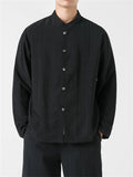 Oriental Style Men's Casual Button Stand Collar Long Sleeve Shirt