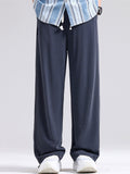 Mens Summer Wide Leg Drawstring Casual Pants Baggy Trousers