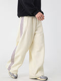 Male's High Street Side Striped Elastic Waist Casual Wide Leg Pants