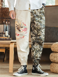 Men's Ancient Loong Sea Wave Embroidery Vintage Pants