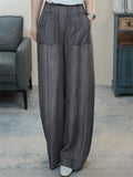 Women Summer Lyocell Wide Leg Baggy Denim Jeans Elastic Waist Loose Pants