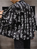 Chinese Zen Style Casual Print Long Sleeve Cardigan for Men