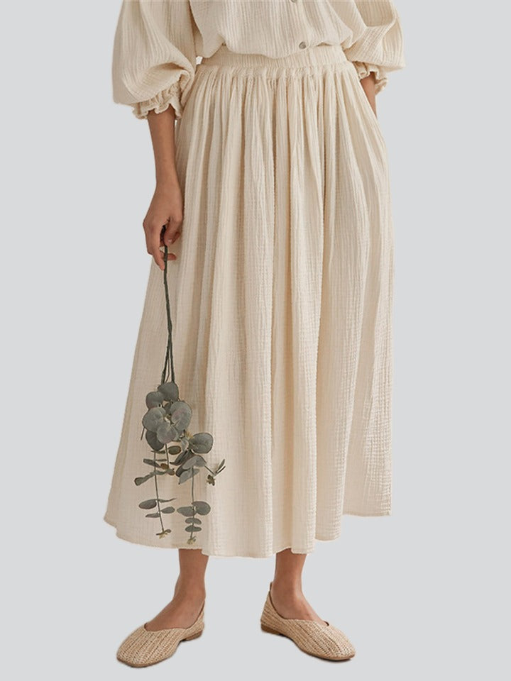 Elegant Cozy Solid Color A-Line Skirts for Ladies