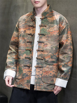 Male ''Along the River During the Qingming Festival'' Printed Jackets