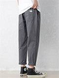 Men's Simple Casual Drawstring Autumn Straight Leg Cargo Cropped Pants