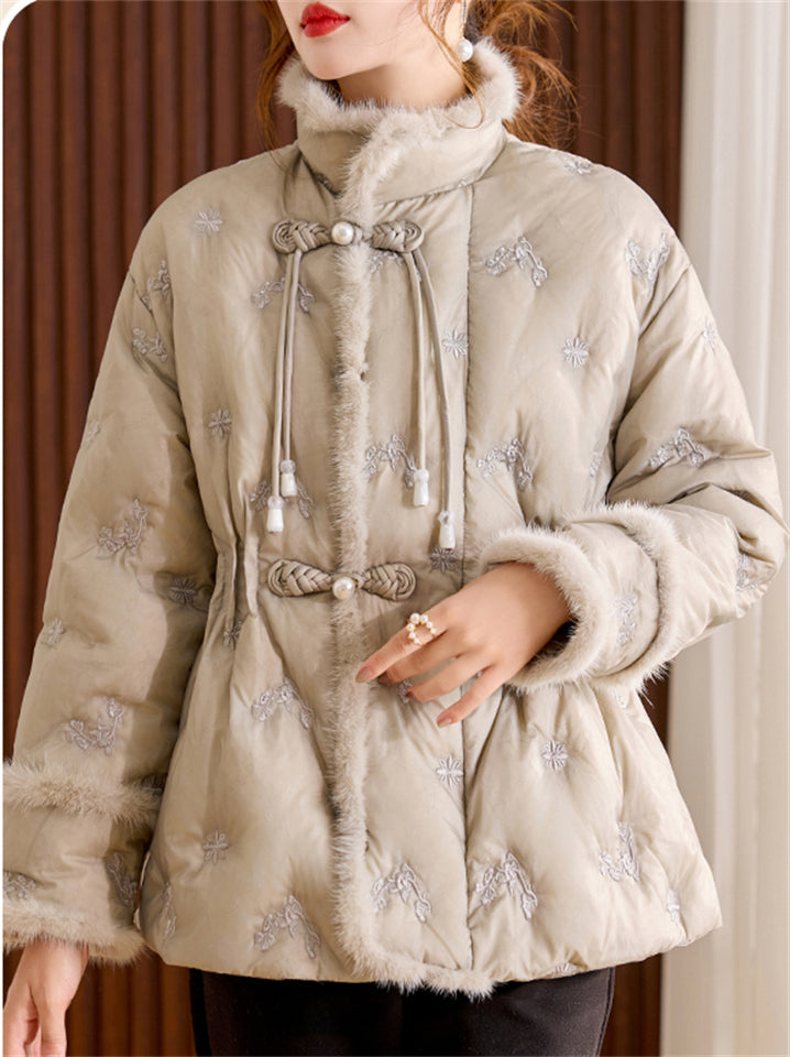 Winter Chinese Style Women's Stand Collar Short Down Coats