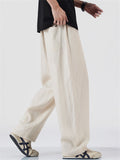 Men's Japanese Style Loose Fit Casual Cotton Linen Wide Leg Pants