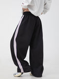 Male's High Street Side Striped Elastic Waist Casual Wide Leg Pants