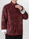 Chinese Style Wave Pattern Stand Collar Button-Up Tang Suit Jackets