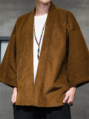 Men's Vintage Plain Corduroy Cardigan Jacket for Autumn