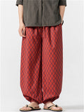 Men's Loose Retro Chinese Style Plaid Lantern Pants
