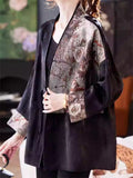 Chinese Style Tencel Jacquard Contrast Color Patchwork Jackets for Women
