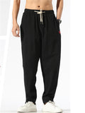 Men's Solid Color Hanzi Pattern Drawstring Jogger Pants