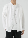 Oriental Style Men's Casual Button Stand Collar Long Sleeve Shirt