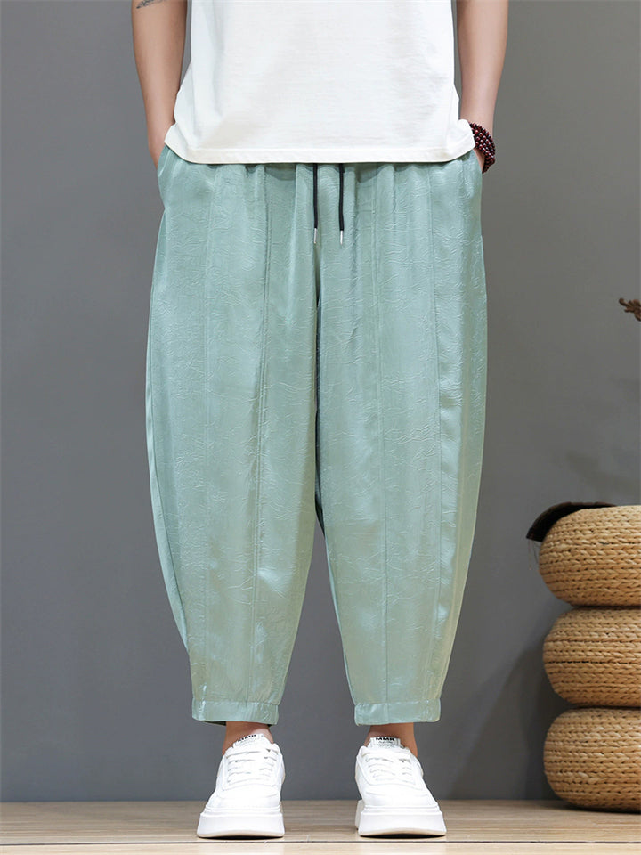 Mens Summer Baggy Loose Cropped Lightweight Yoga Harem Pants