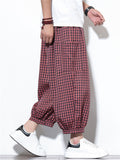 Men's Summer Trendy Plaid Pockets Wide Leg Cropped Pants