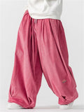 M‌en's Oversize Japanese Style Embroidered Corduroy Drawstring Baggy Pants