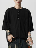 Men's Short Sleeve Ribbed Henley Shirts for Summer