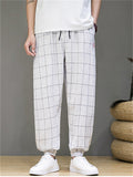Men's Casual Drawstring Plaid Harem Jogger Pants