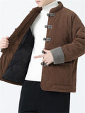 Male Unique Corduroy Contrast Color Long Sleeve Coats