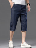 Mens Dark Indigo Below Knee Three Quarter Short Jeans