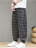 Men's Casual Drawstring Plaid Harem Jogger Pants