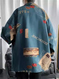 Spring Loose Print Long Sleeve Lapel Jacket for Men