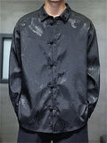 Chinese Style Dragon Jacquard Mandarin Collar Jacket Casual Shirts