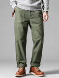 Men Vintage Cotton Military Fatigue Straight Leg Pants