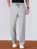 Men's Minimalist Drawstring Waist Straight Leg Linen Pants