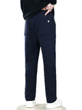 Men's Elastic Waist Slim Fit Fleece Lined Casual Pants for Winter