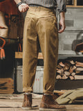 Men Vintage Straight Leg Cotton Twill Chino Work Pants