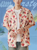 Men's Holiday Style Leaves Print Casual Short Sleeve Beach Shirt
